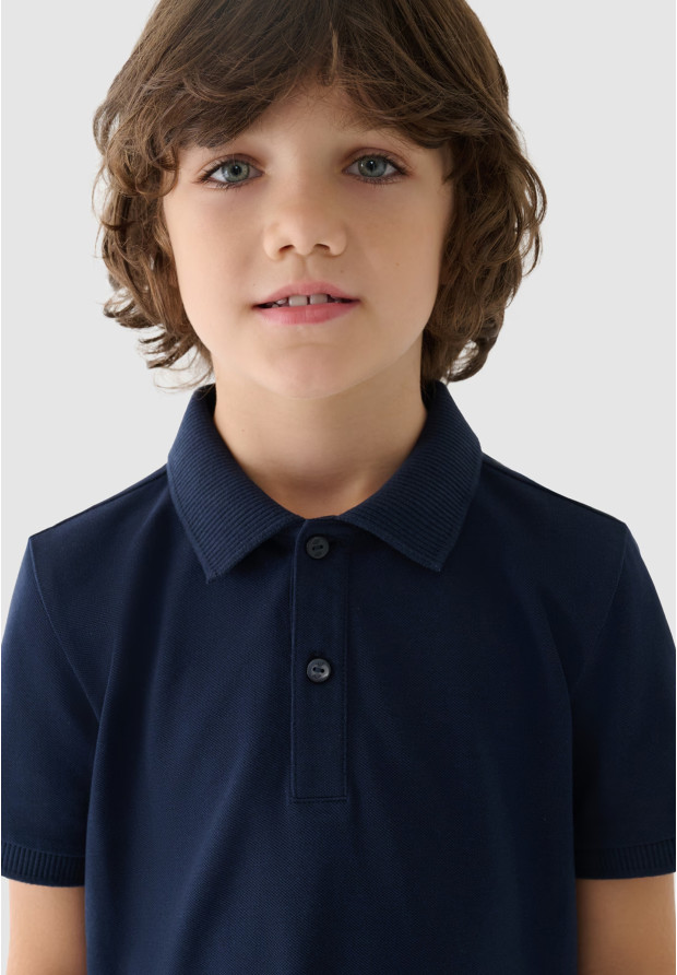 Koszulka Chłopięca 4F T-shirt Polo Granatowy 4FJWAW24TPTSM478