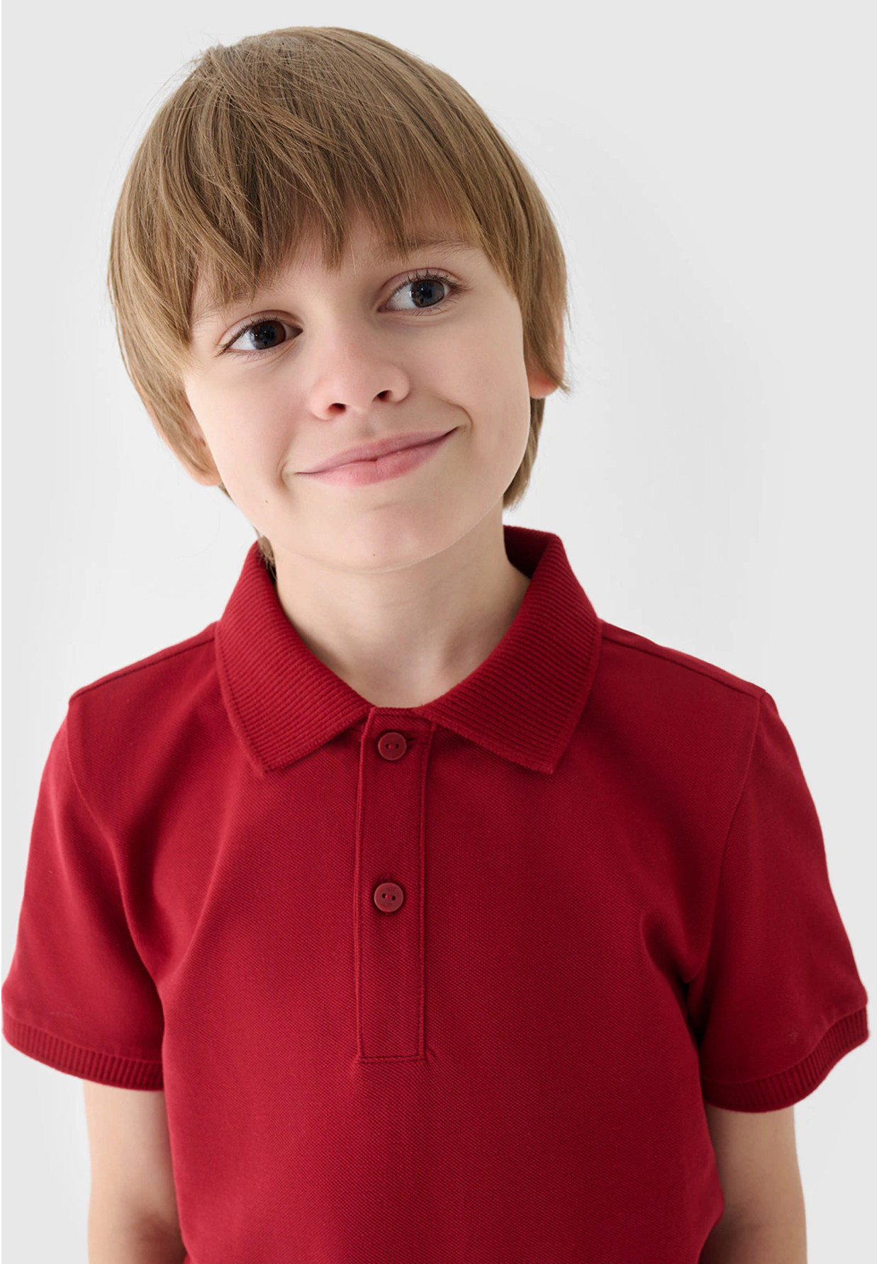 Koszulka Chłopięca 4F T-shirt Polo Czerwony 4FJWAW24TPTSM478