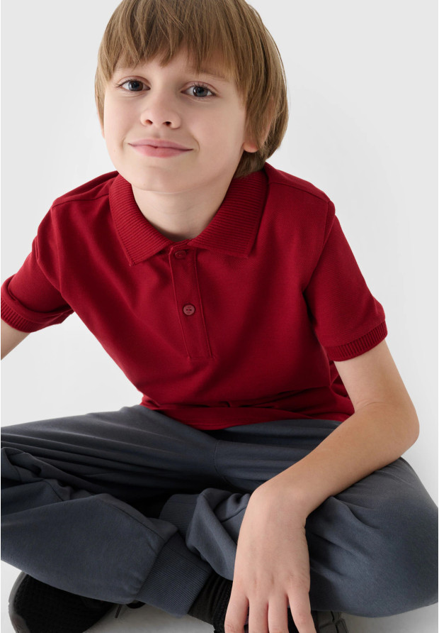 Koszulka Chłopięca 4F T-shirt Polo Czerwony 4FJWAW24TPTSM478