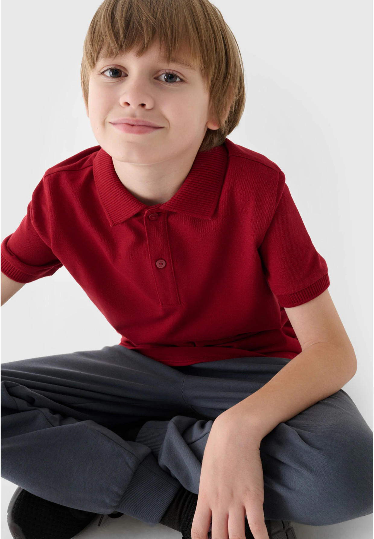 Koszulka Chłopięca 4F T-shirt Polo Czerwony 4FJWAW24TPTSM478