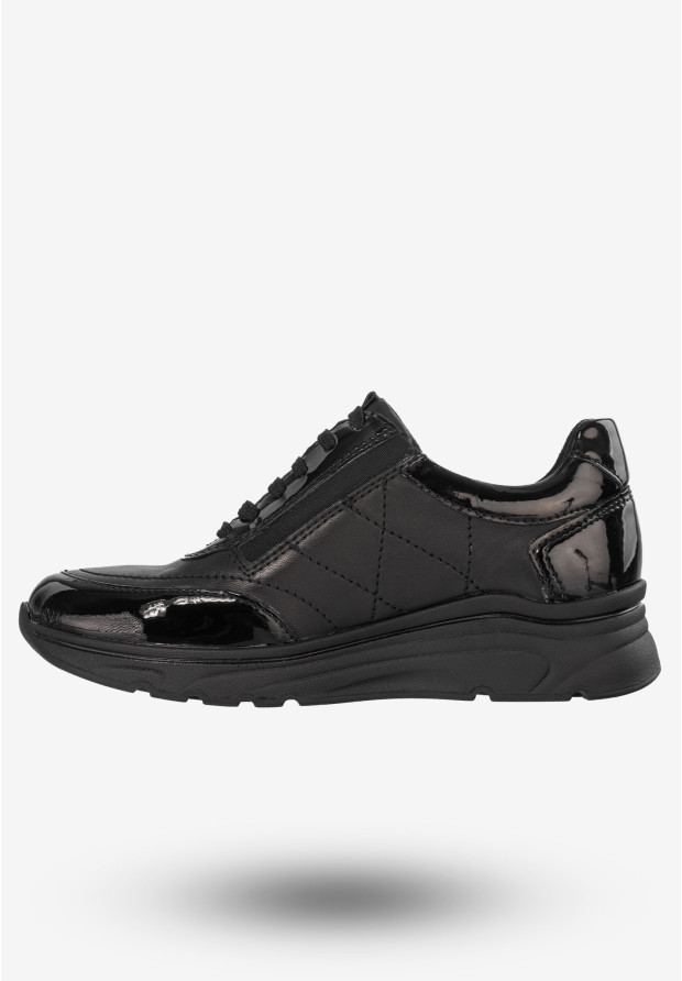 Sneakersy Damskie Buty Skórzane Lakierowane Czarne Maciejka P2120-01/00-8