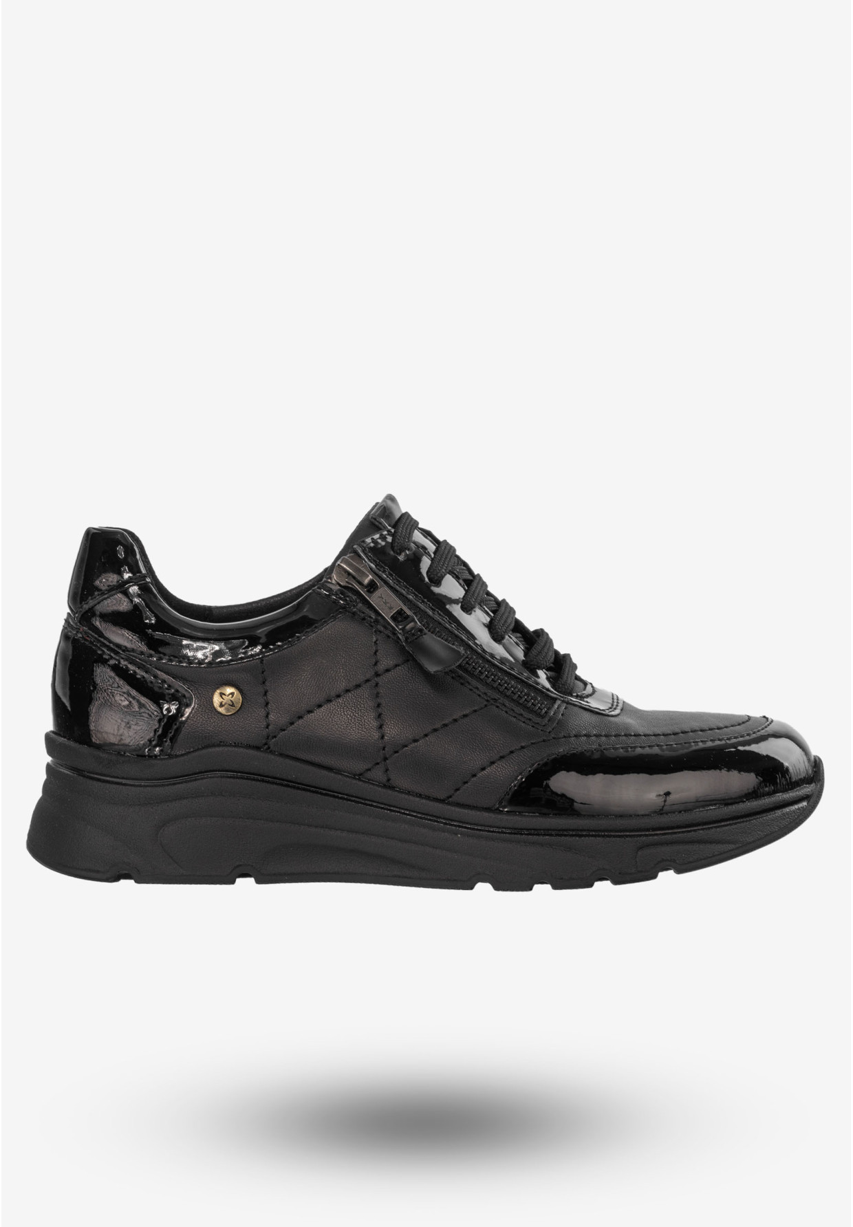 Sneakersy Damskie Buty Skórzane Lakierowane Czarne Maciejka P2120-01/00-8