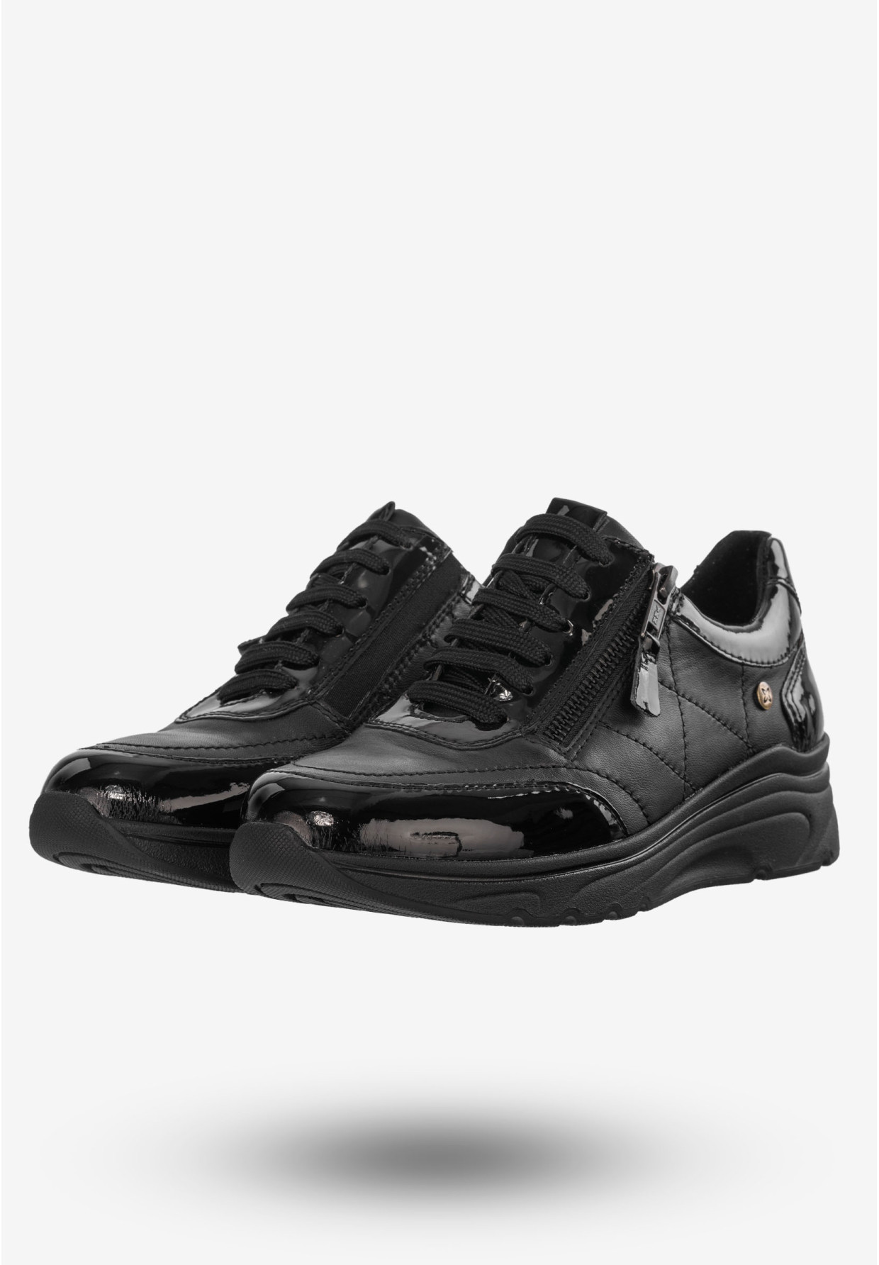 Sneakersy Damskie Buty Skórzane Lakierowane Czarne Maciejka P2120-01/00-8