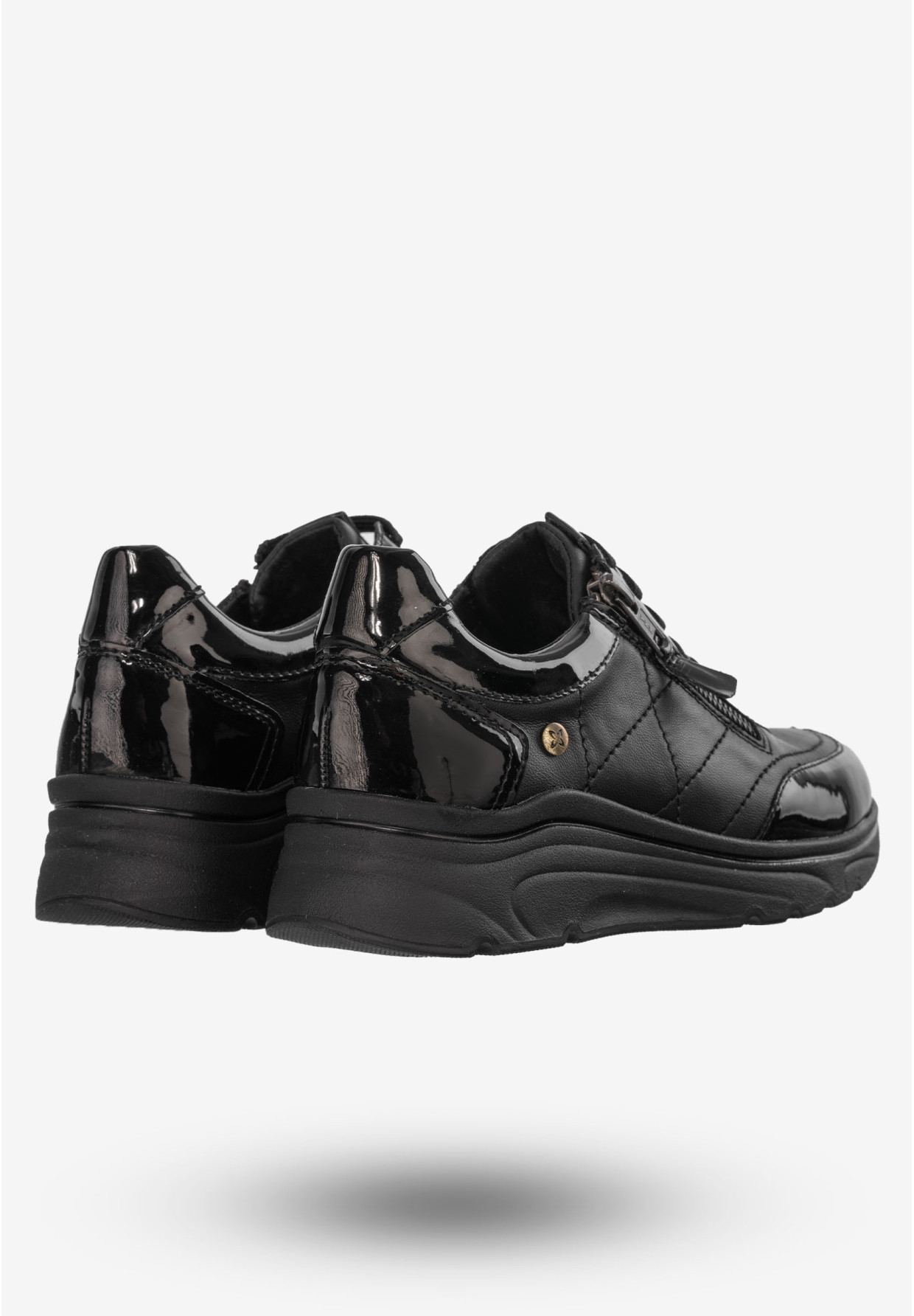 Sneakersy Damskie Buty Skórzane Lakierowane Czarne Maciejka P2120-01/00-8