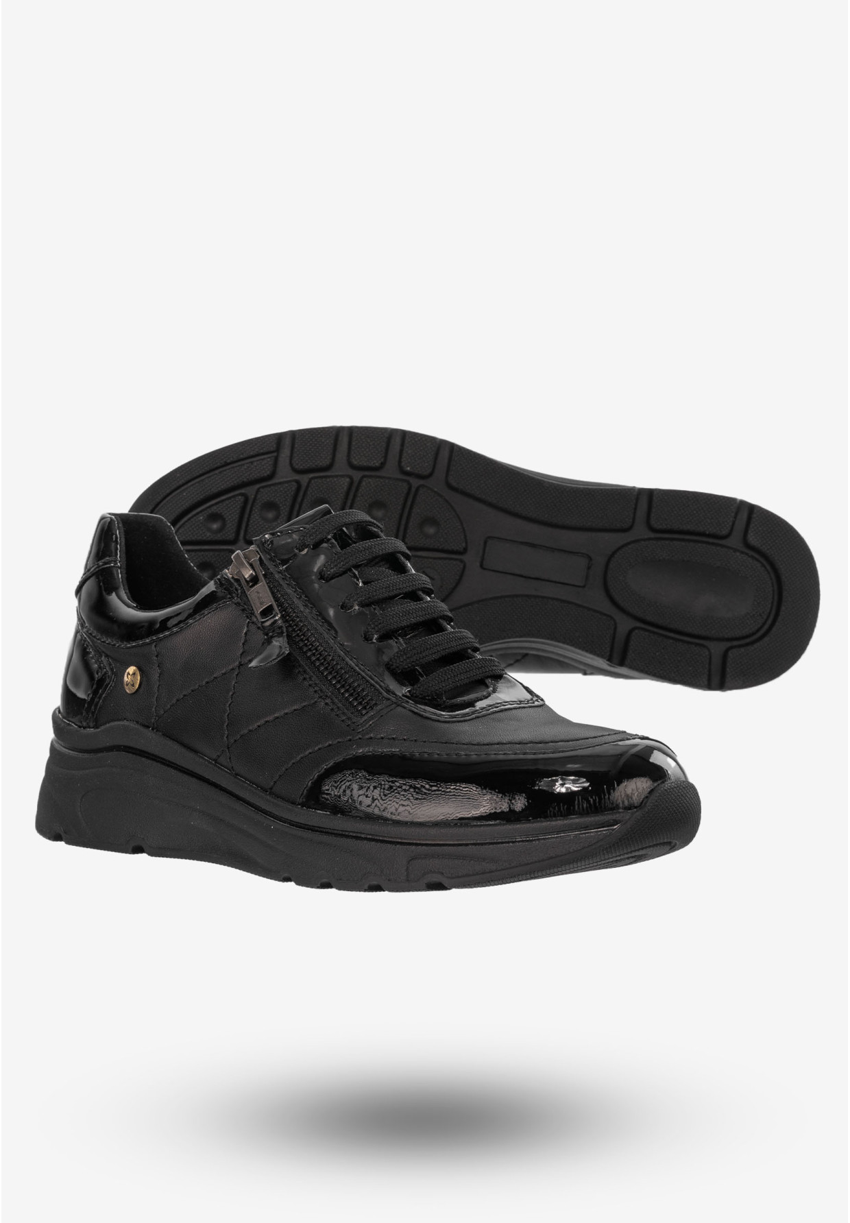 Sneakersy Damskie Buty Skórzane Lakierowane Czarne Maciejka P2120-01/00-8