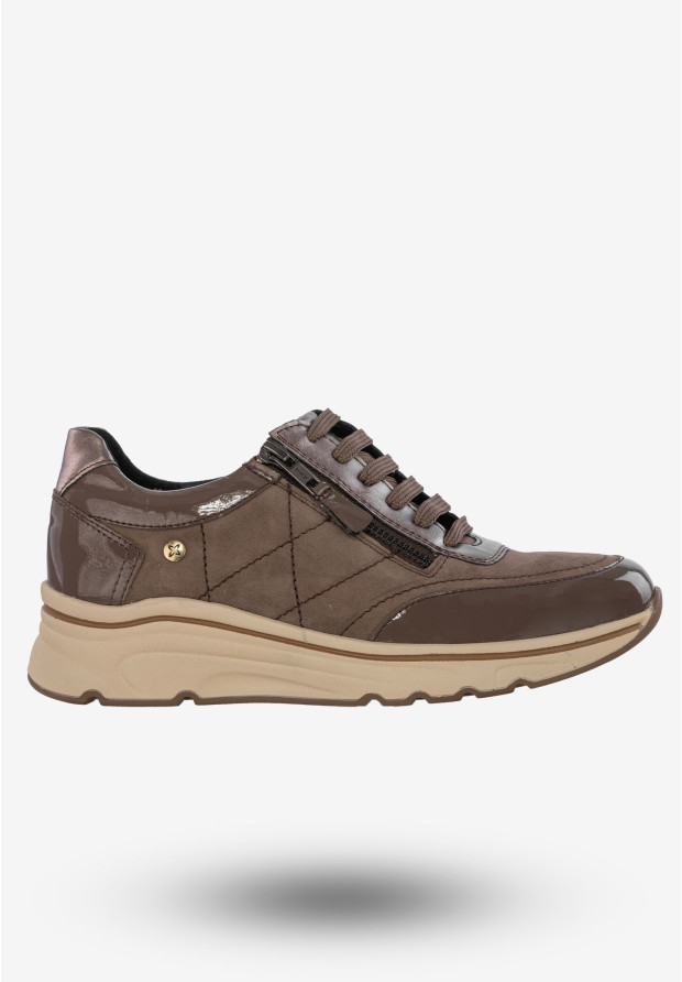 Sneakersy Damskie Buty Skórzane Na Platformie Capuccino Maciejka P2120-02/00-9