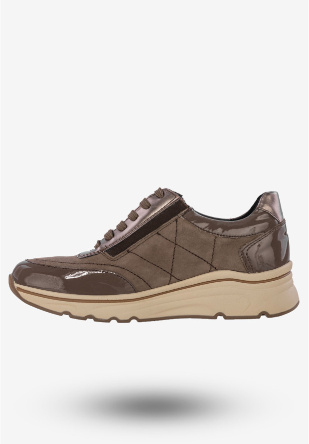 Sneakersy Damskie Buty Skórzane Na Platformie Capuccino Maciejka P2120-02/00-9