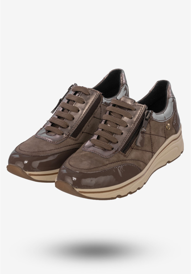 Sneakersy Damskie Buty Skórzane Na Platformie Capuccino Maciejka P2120-02/00-9