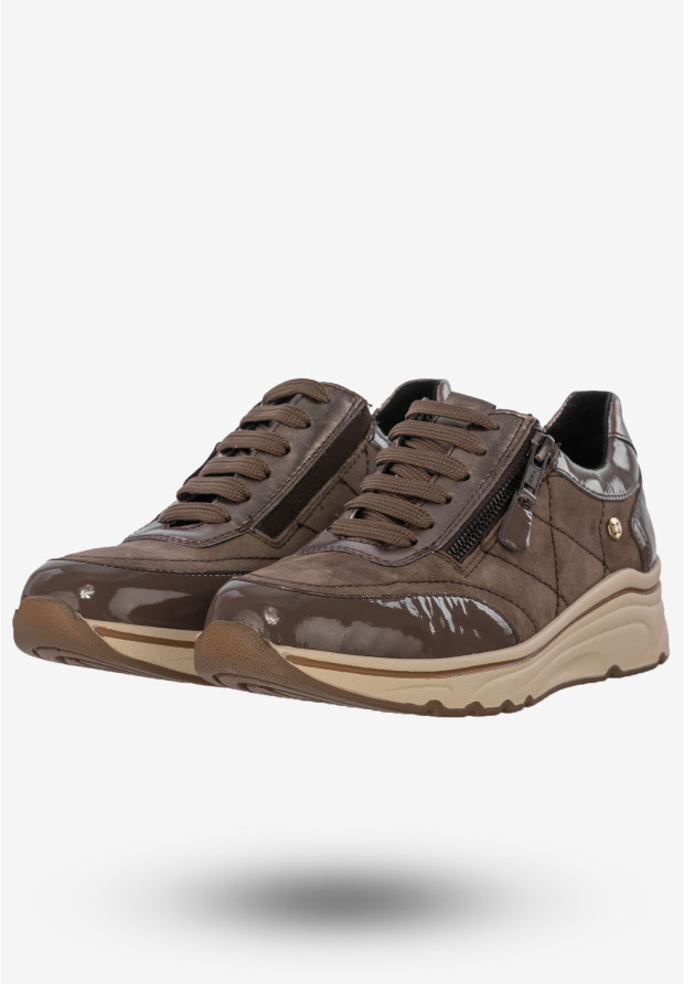 Sneakersy Damskie Buty Skórzane Na Platformie Capuccino Maciejka P2120-02/00-9
