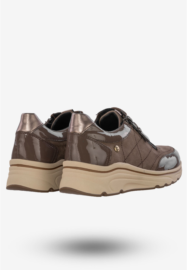 Sneakersy Damskie Buty Skórzane Na Platformie Capuccino Maciejka P2120-02/00-9