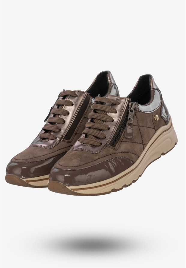 Sneakersy Damskie Buty Skórzane Na Platformie Capuccino Maciejka P2120-02/00-9