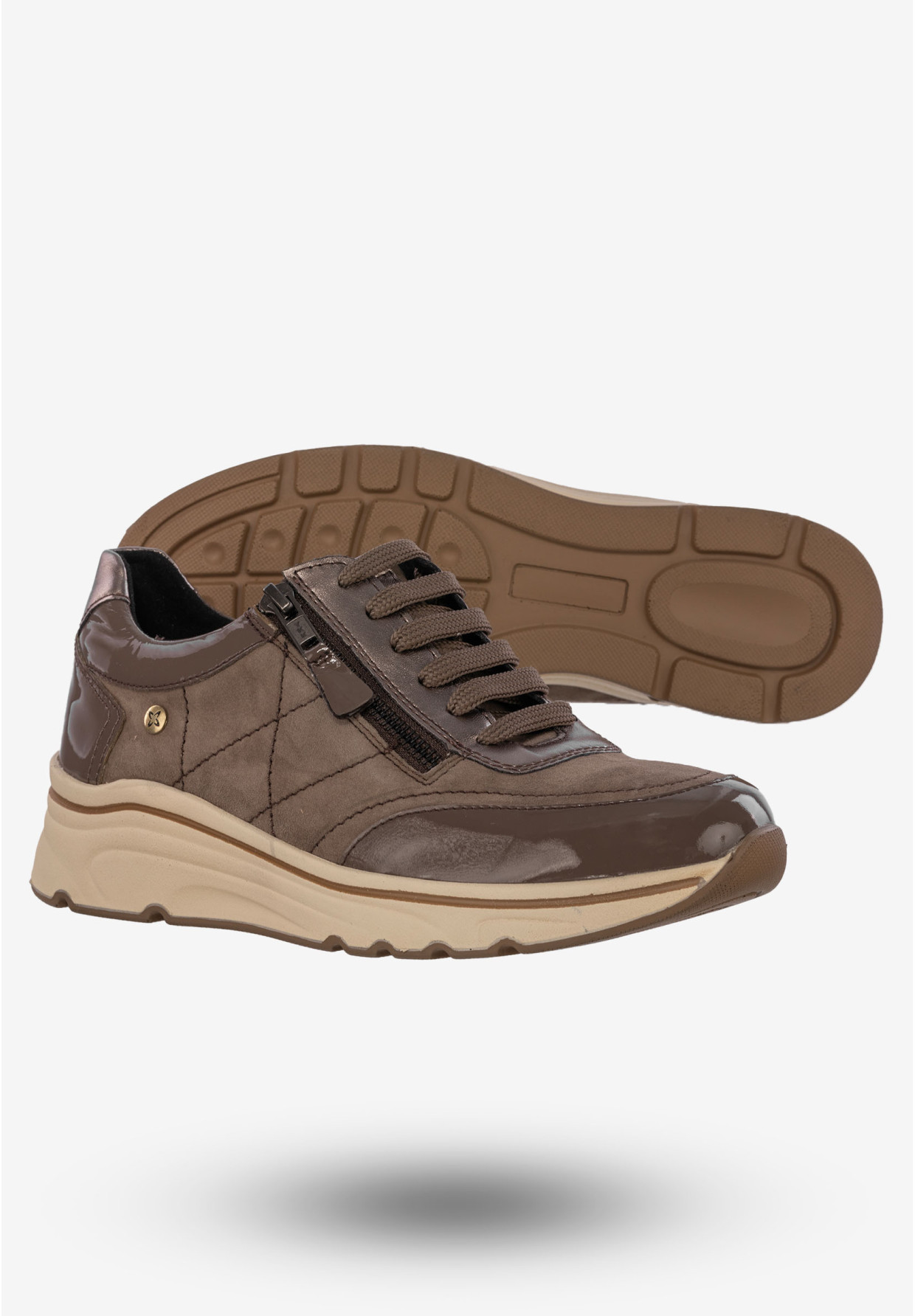 Sneakersy Damskie Buty Skórzane Na Platformie Capuccino Maciejka P2120-02/00-9