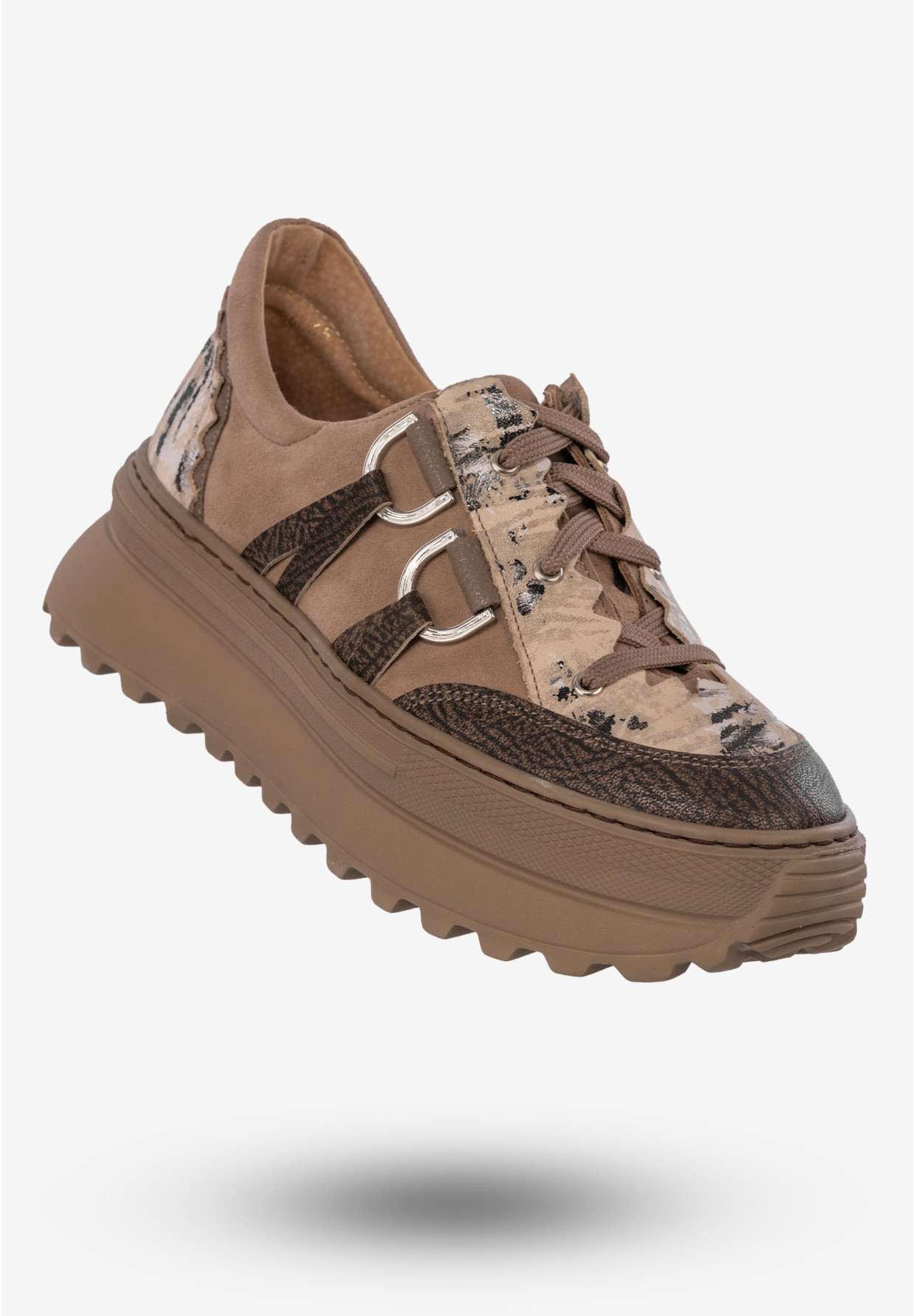 Sneakersy Damskie Buty Skórzane Półbuty Beżowe Maciejka 06562-10/00-8