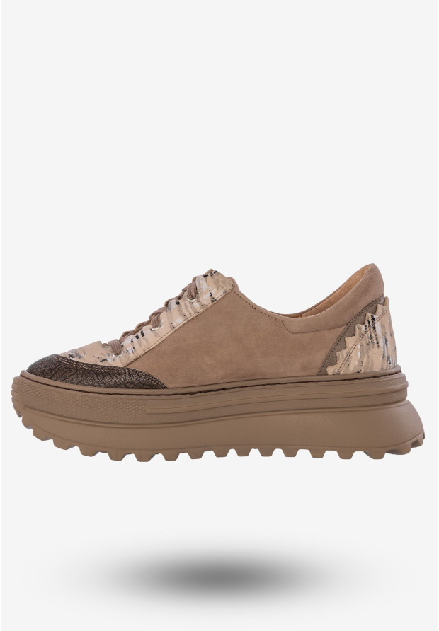 Sneakersy Damskie Buty Skórzane Półbuty Beżowe Maciejka 06562-10/00-8