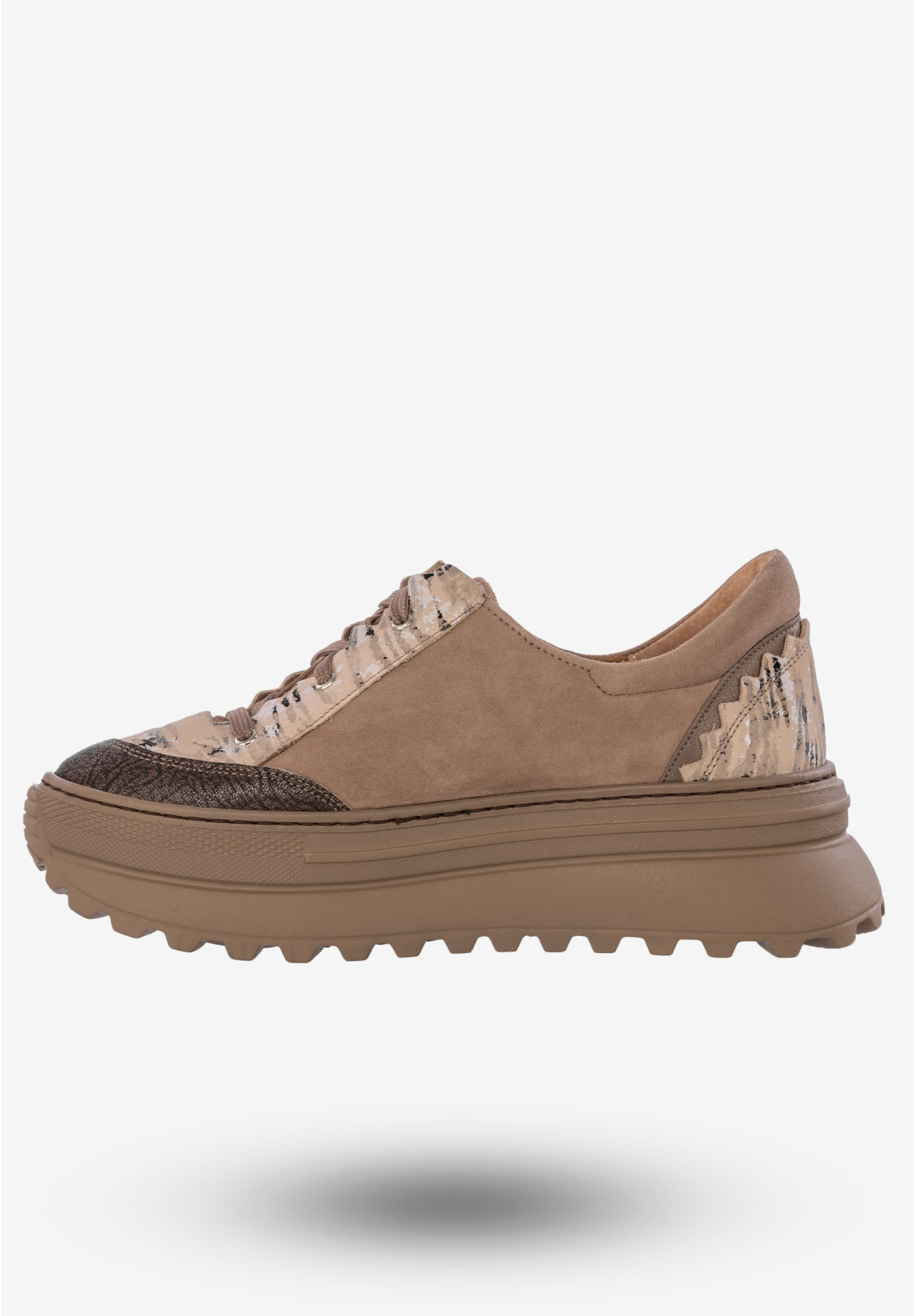 Sneakersy Damskie Buty Skórzane Półbuty Beżowe Maciejka 06562-10/00-8