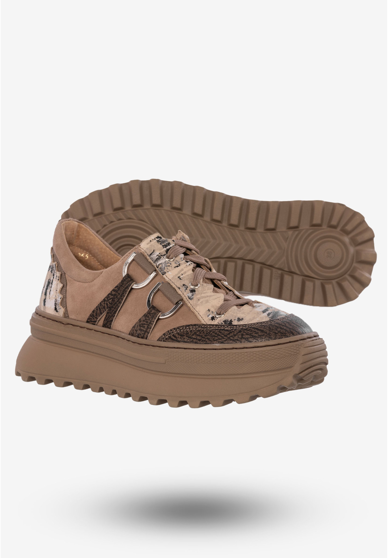 Sneakersy Damskie Buty Skórzane Półbuty Beżowe Maciejka 06562-10/00-8