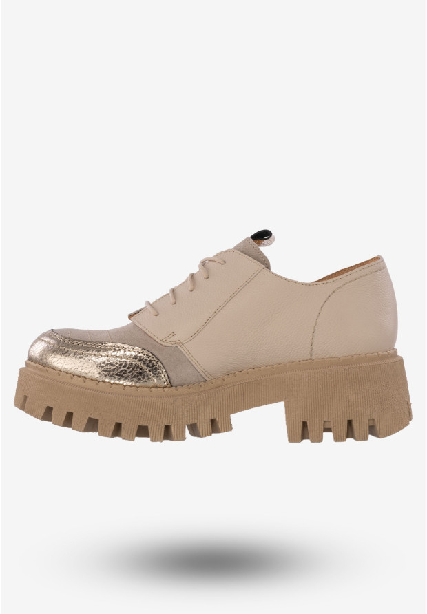 Półbuty Damskie Buty Ze Skóry Naturalnej Beżowe Maciejka 06177-04/00-5