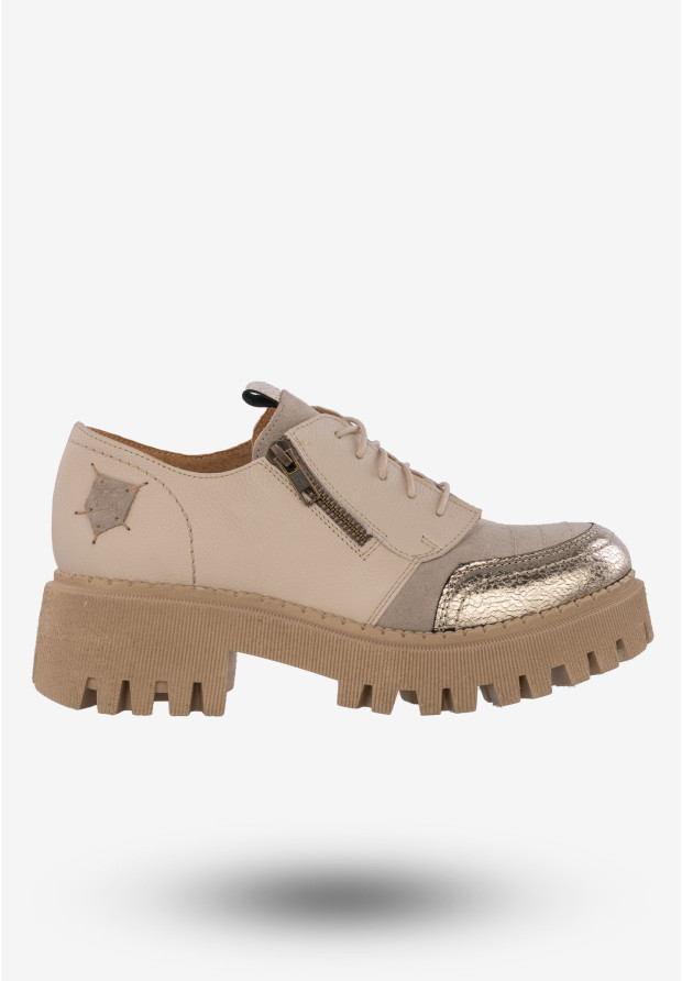 Półbuty Damskie Buty Ze Skóry Naturalnej Beżowe Maciejka 06177-04/00-5