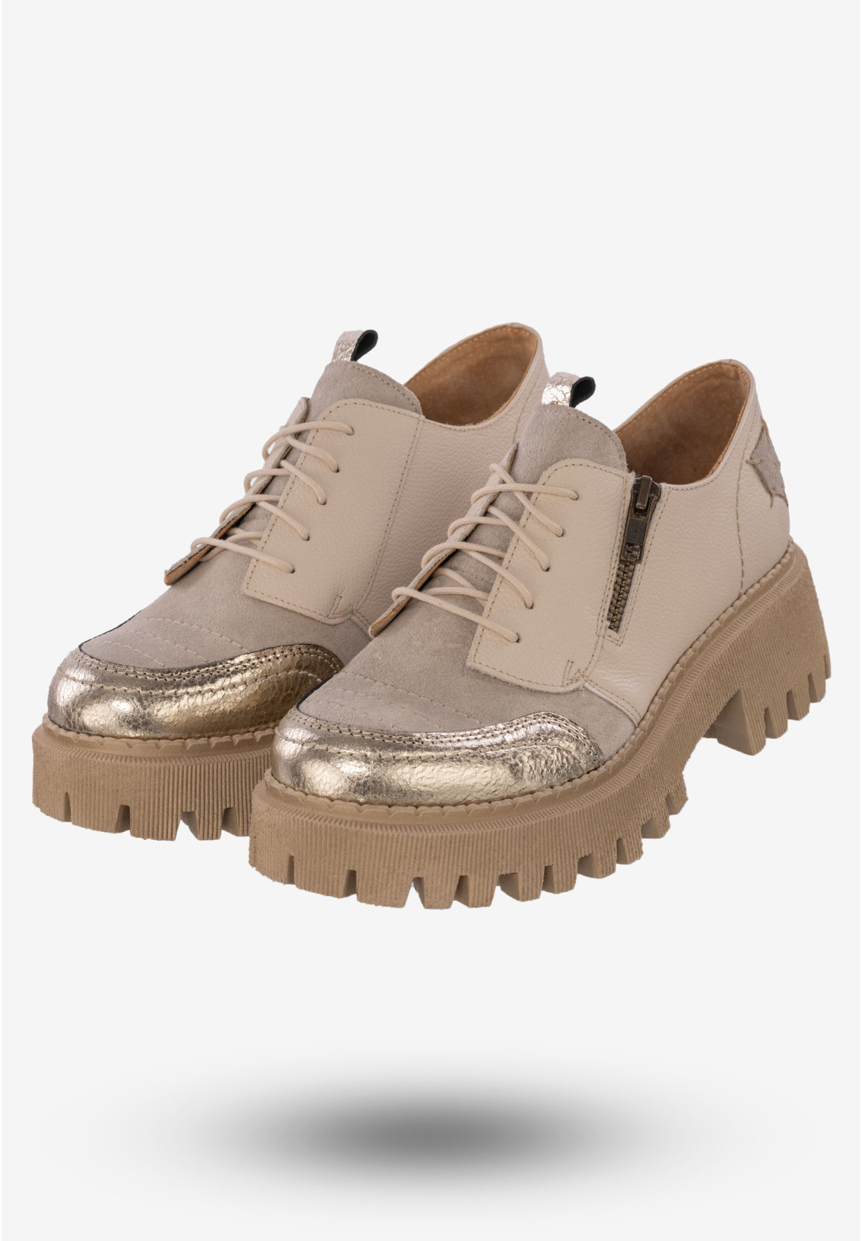 Półbuty Damskie Buty Ze Skóry Naturalnej Beżowe Maciejka 06177-04/00-5