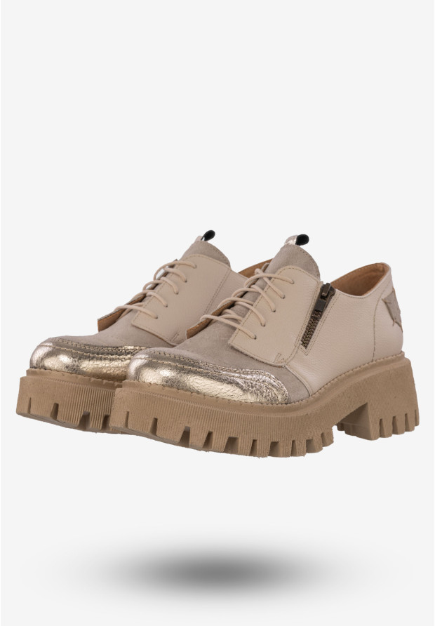 Półbuty Damskie Buty Ze Skóry Naturalnej Beżowe Maciejka 06177-04/00-5