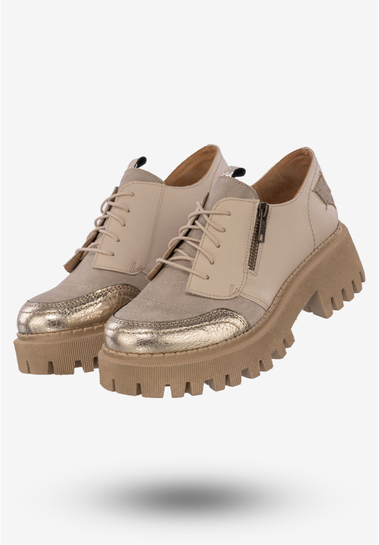 Półbuty Damskie Buty Ze Skóry Naturalnej Beżowe Maciejka 06177-04/00-5