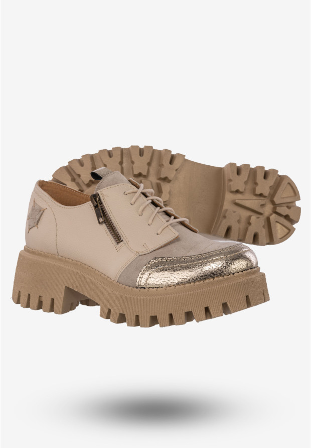 Półbuty Damskie Buty Ze Skóry Naturalnej Beżowe Maciejka 06177-04/00-5