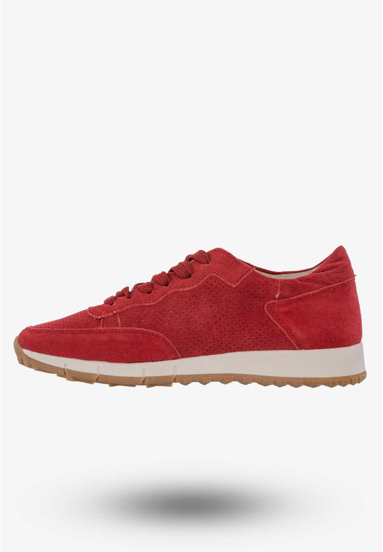 Sneakersy Damskie Buty Skórzane Zamszowe Czerwone American Club JK11/20