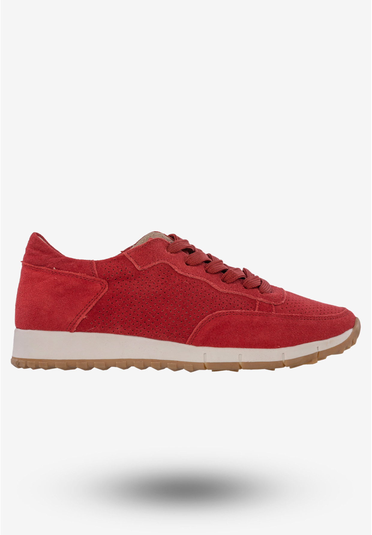 Sneakersy Damskie Buty Skórzane Zamszowe Czerwone American Club JK11/20