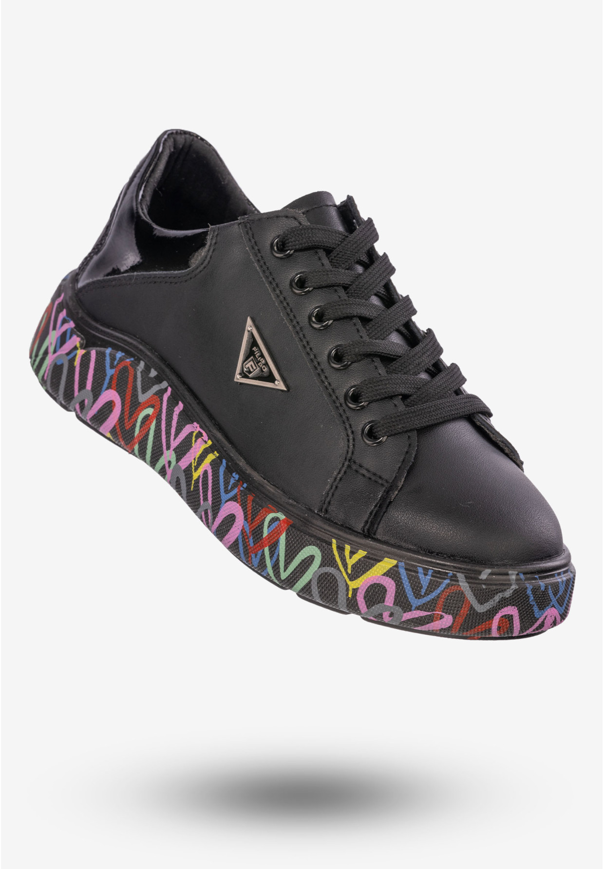 Sneakersy Damskie Buty Skórzane Czarne Filippo DP4480/23 BK MLT