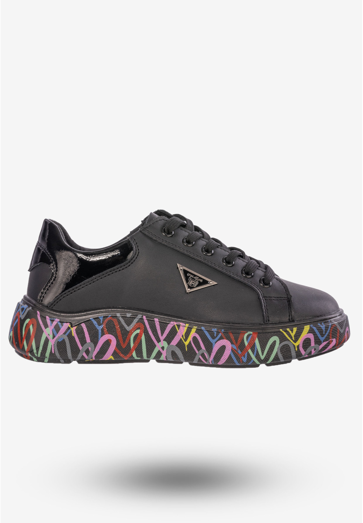 Sneakersy Damskie Buty Skórzane Czarne Filippo DP4480/23 BK MLT