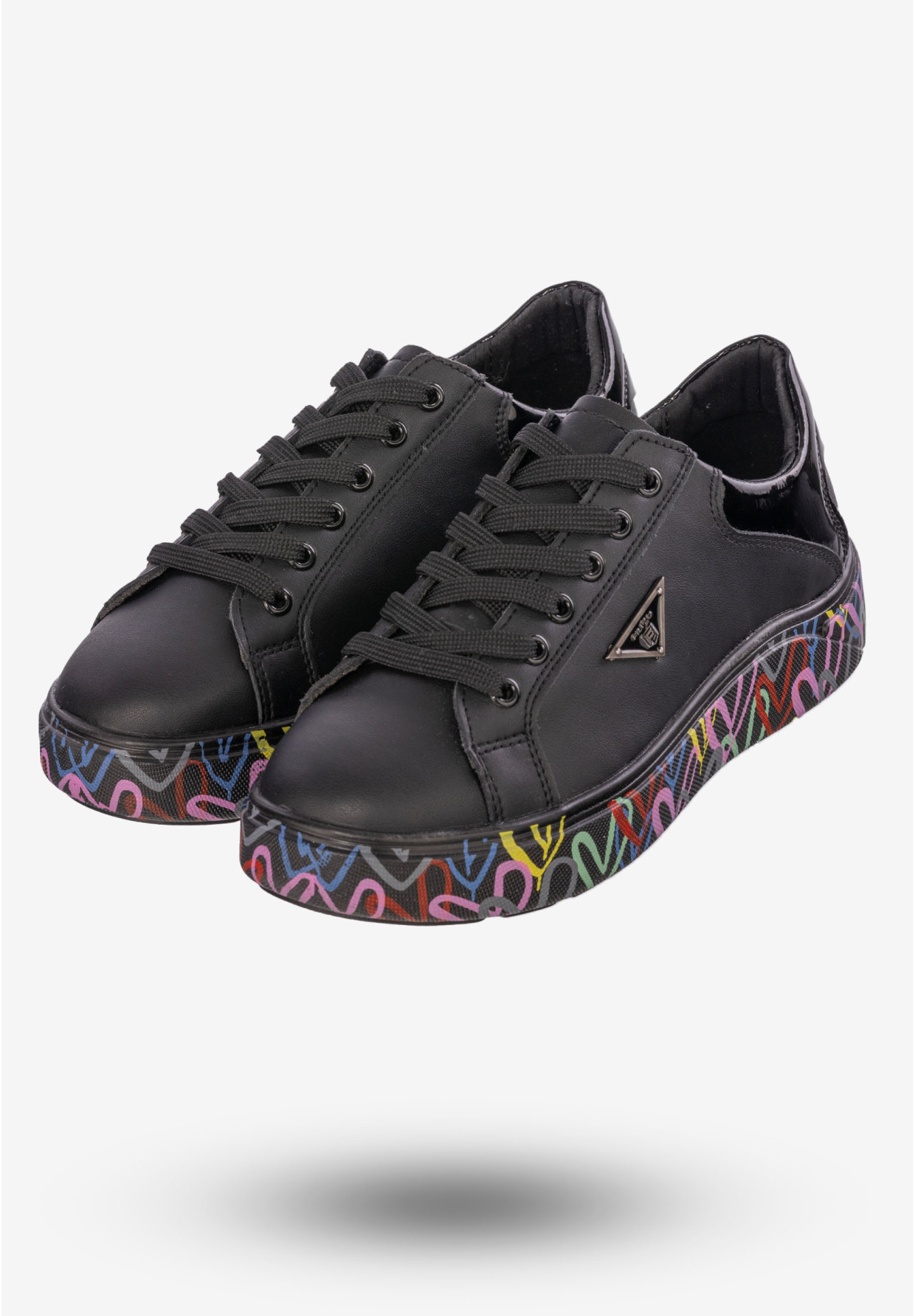 Sneakersy Damskie Buty Skórzane Czarne Filippo DP4480/23 BK MLT