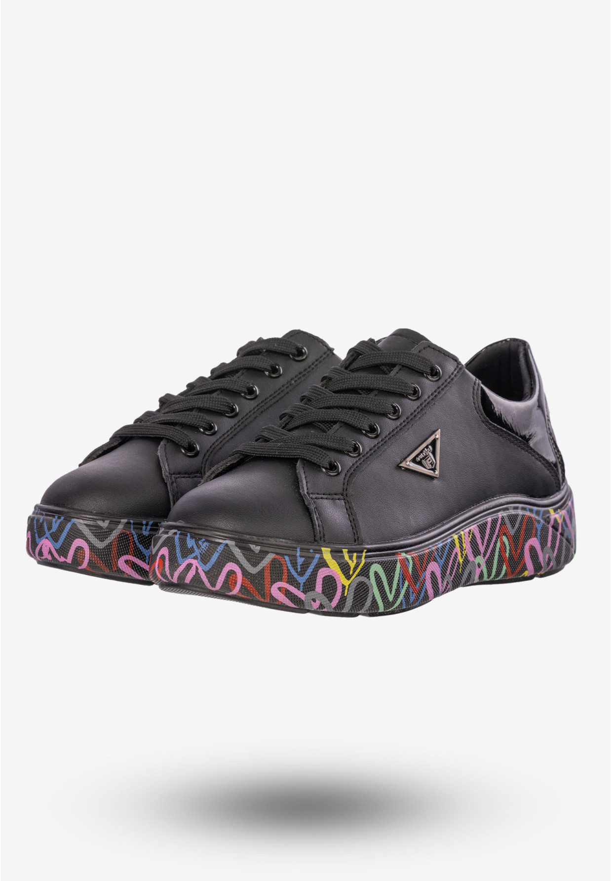 Sneakersy Damskie Buty Skórzane Czarne Filippo DP4480/23 BK MLT