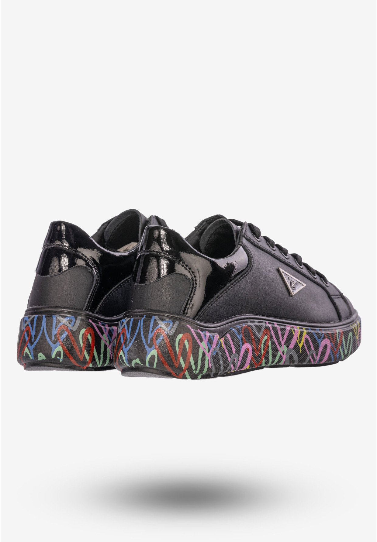 Sneakersy Damskie Buty Skórzane Czarne Filippo DP4480/23 BK MLT