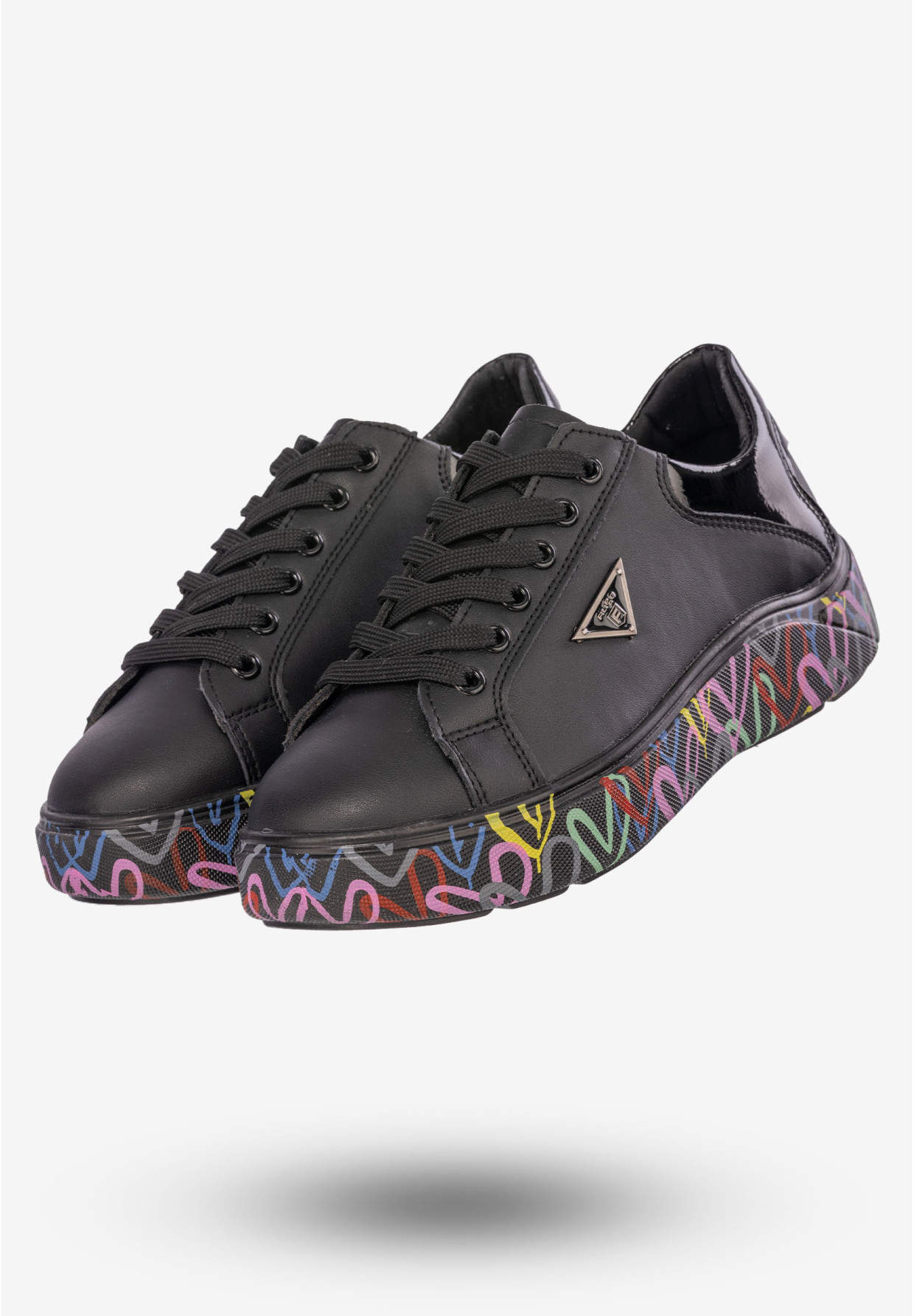 Sneakersy Damskie Buty Skórzane Czarne Filippo DP4480/23 BK MLT