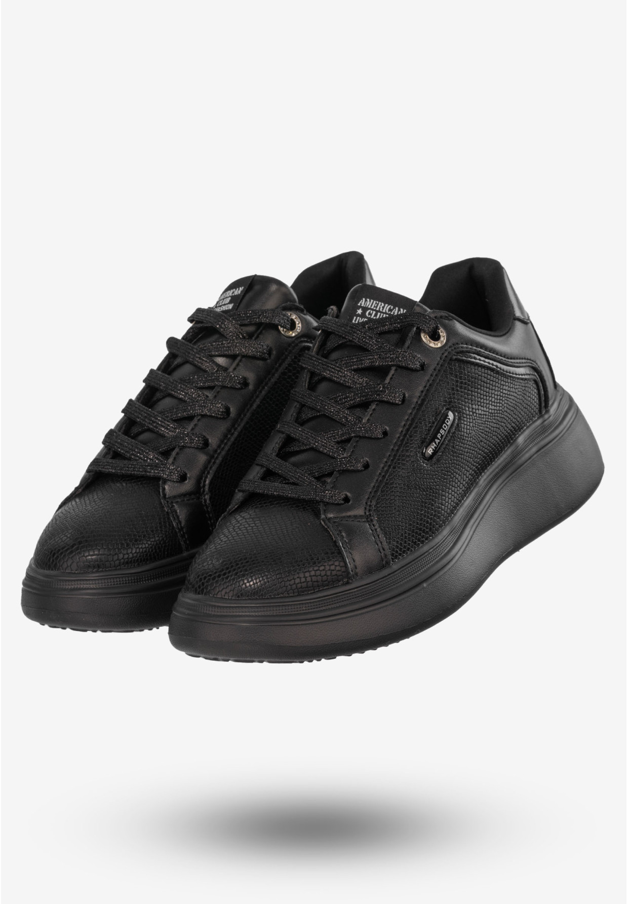 Sneakersy Damskie Buty Ekoskóra Czarne American Club RH 81/22