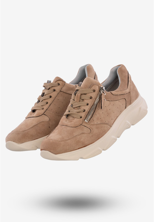 Sneakersy Damskie Buty Sportowe Ekoskóra Beżowe Jezzi RMR2061-4