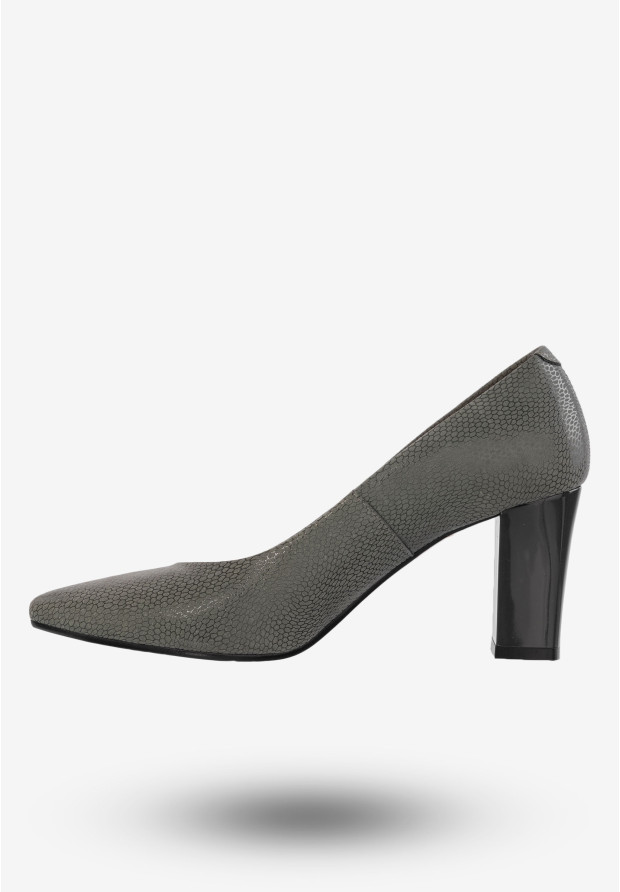 Czółenka Damskie Buty Skórzane Na Obcasie Popiel Darex C-667/89