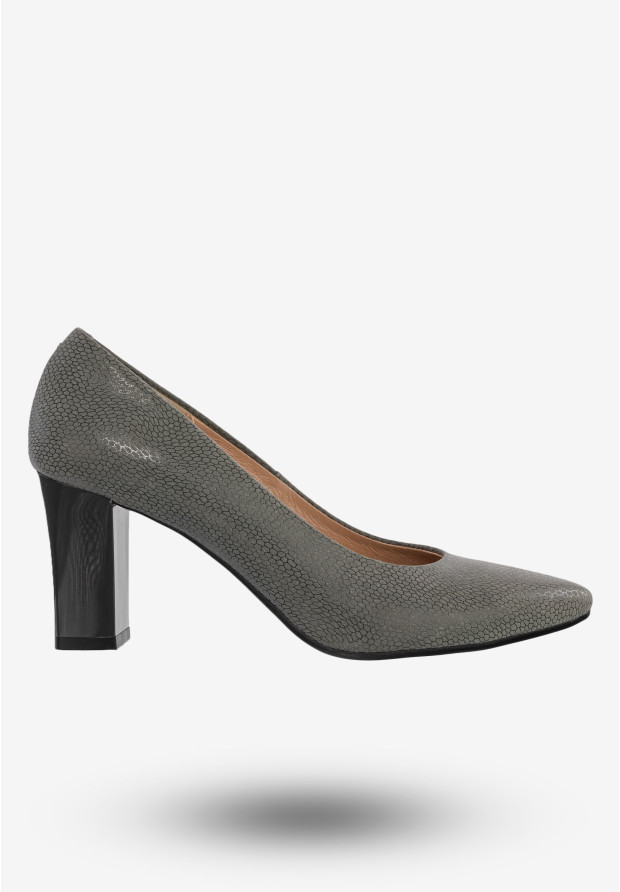 Czółenka Damskie Buty Skórzane Na Obcasie Popiel Darex C-667/89