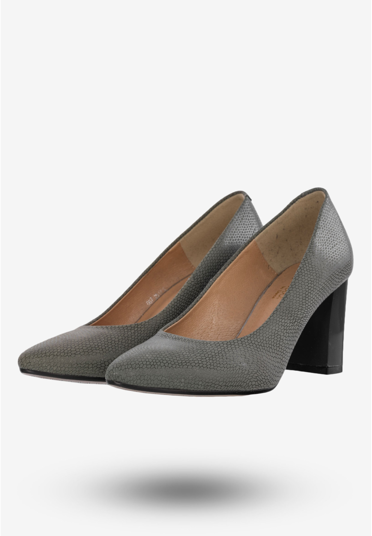 Czółenka Damskie Buty Skórzane Na Obcasie Popiel Darex C-667/89