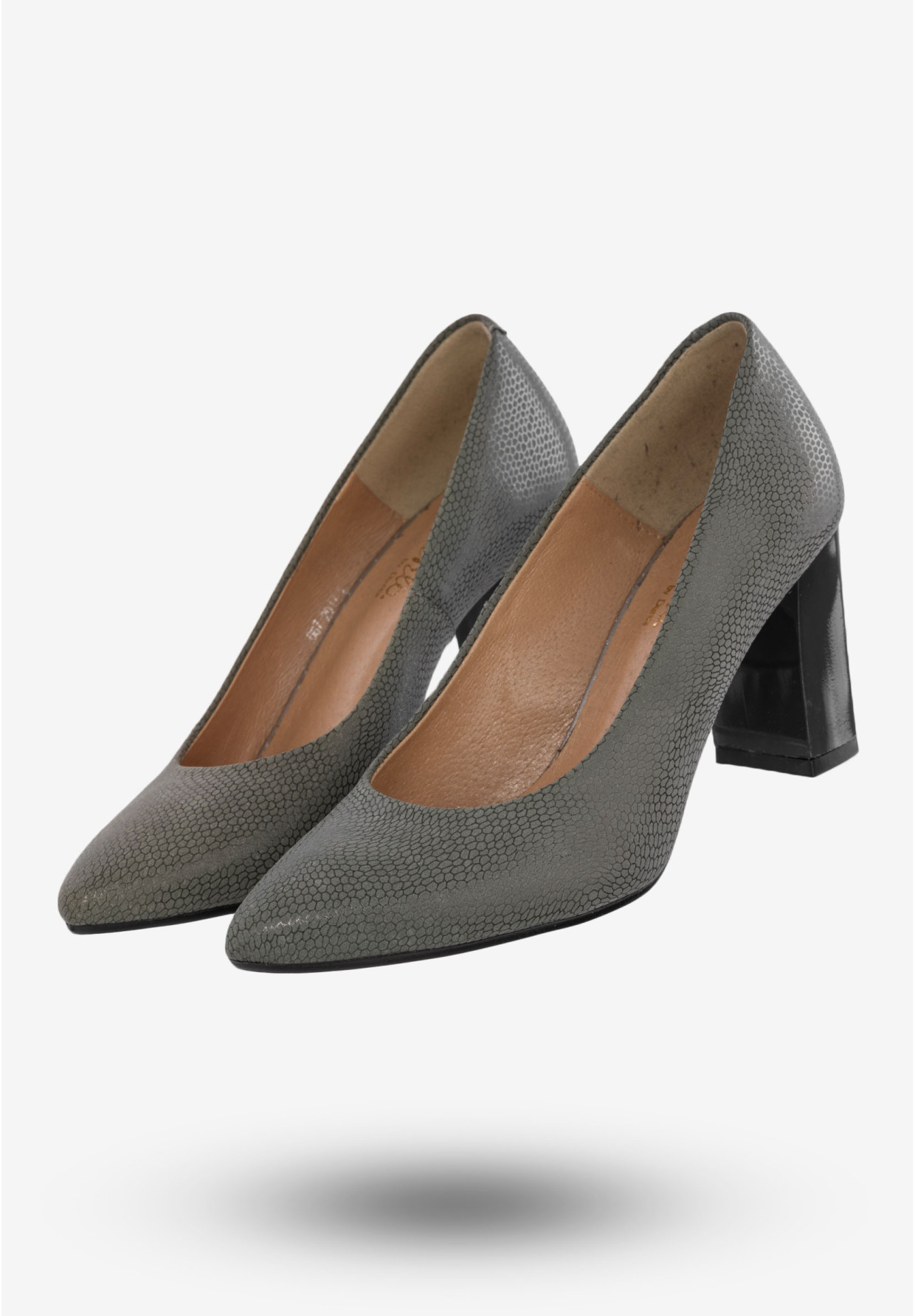 Czółenka Damskie Buty Skórzane Na Obcasie Popiel Darex C-667/89