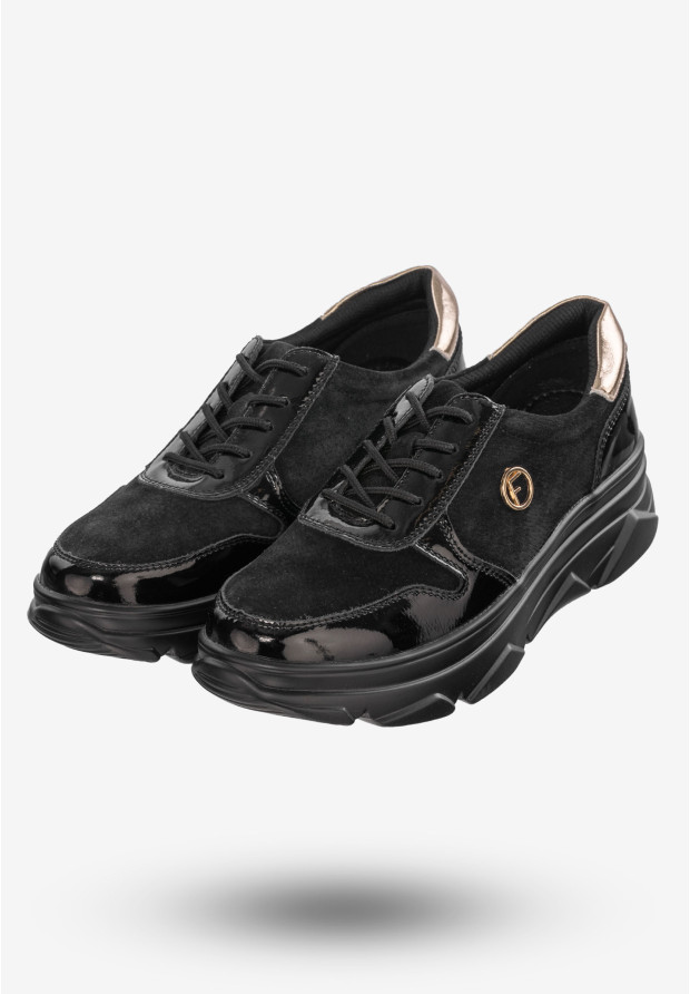 Sneakersy Damskie Buty Skóra Naturalna Czarne Filippo DP3185/22BK