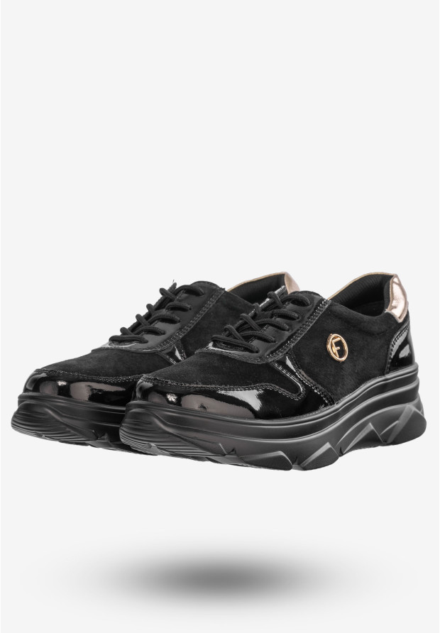 Sneakersy Damskie Buty Skóra Naturalna Czarne Filippo DP3185/22BK