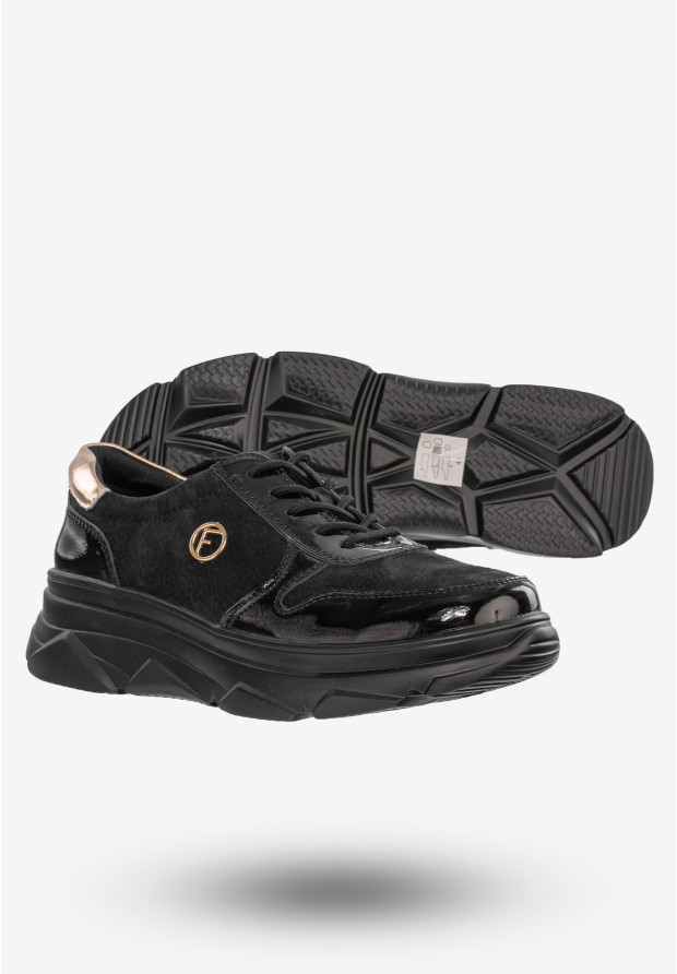 Sneakersy Damskie Buty Skóra Naturalna Czarne Filippo DP3185/22BK