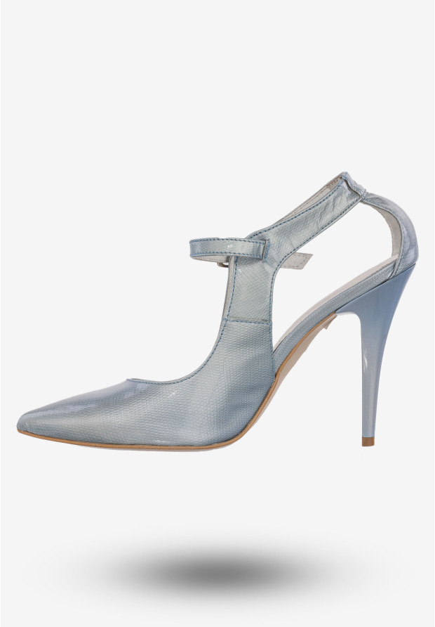 Szpilki Damskie Buty Skóra Naturalna Błękitne Darex C-359/6