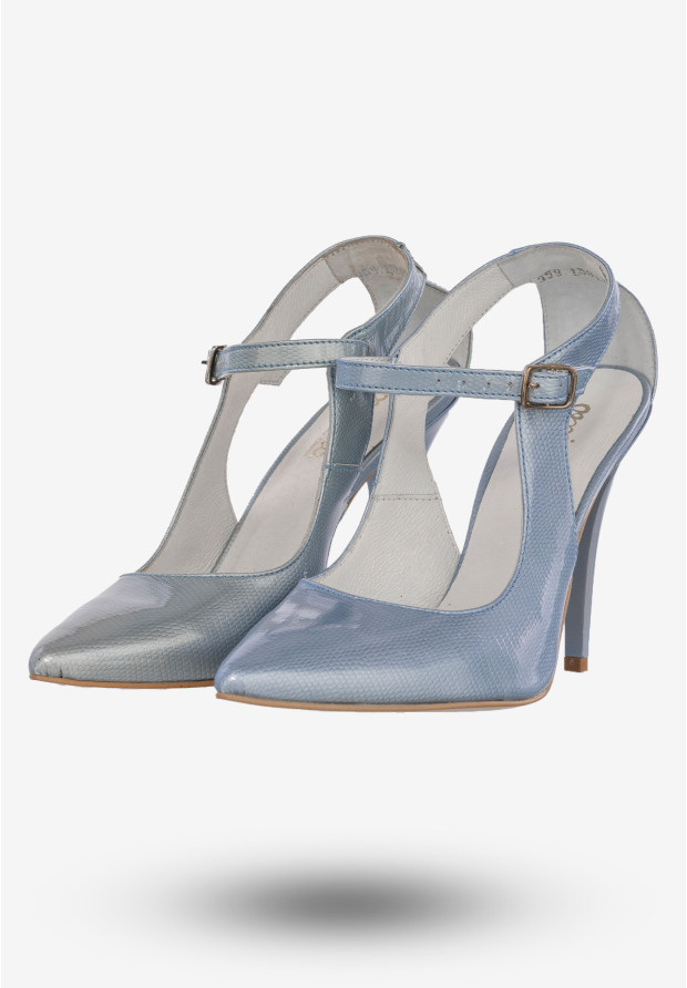 Szpilki Damskie Buty Skóra Naturalna Błękitne Darex C-359/6