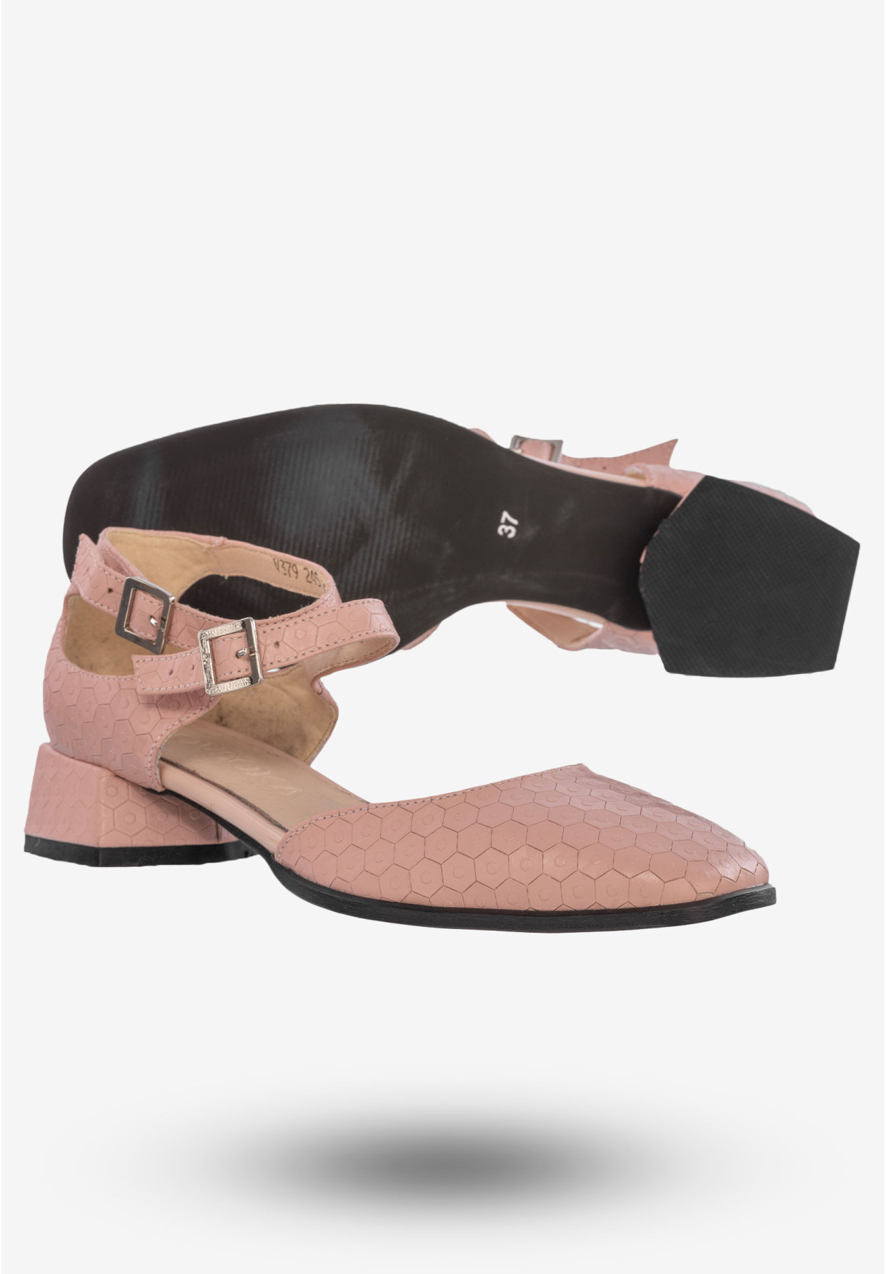 Półbuty Damskie Buty Skórzane Na Klocku Różowe Lovsoka 379