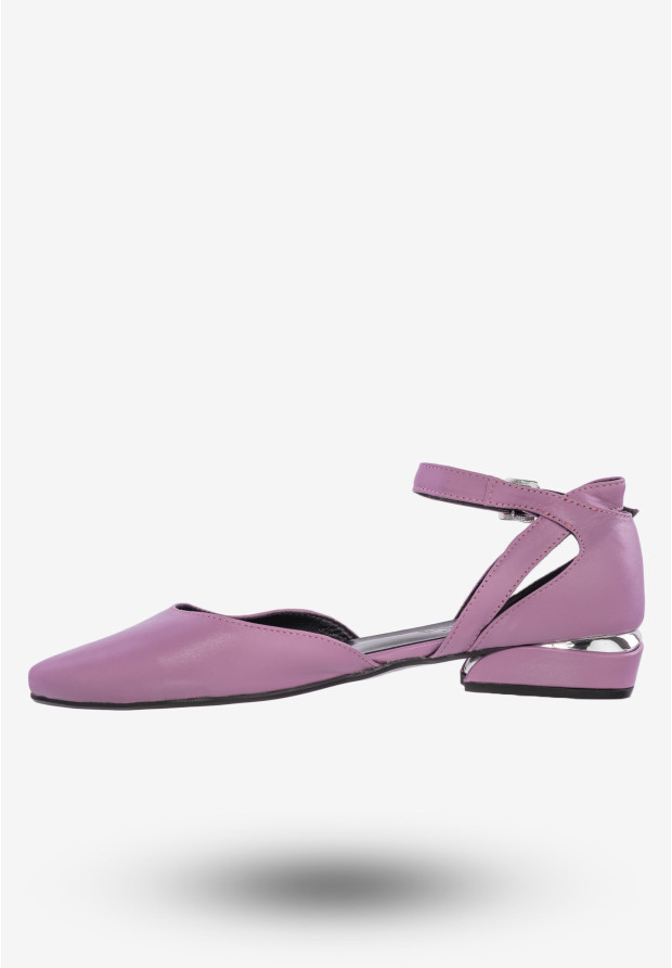 Półbuty Damskie Buty Skóra Naturalna Fioletowe Lovsoka 204