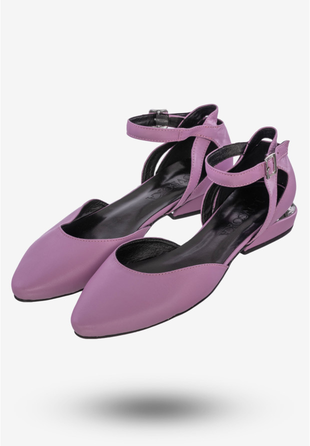 Półbuty Damskie Buty Skóra Naturalna Fioletowe Lovsoka 204