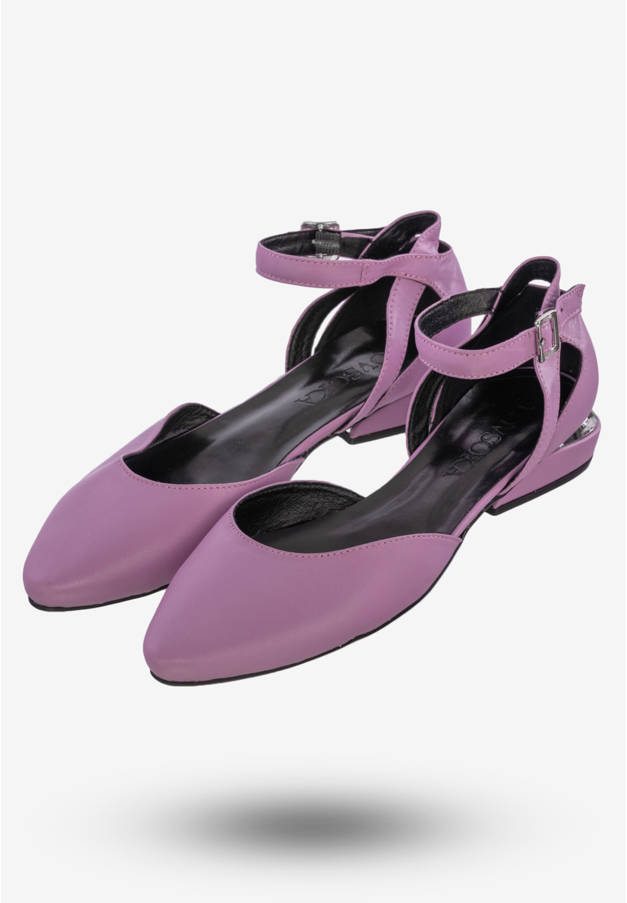 Półbuty Damskie Buty Skóra Naturalna Fioletowe Lovsoka 204