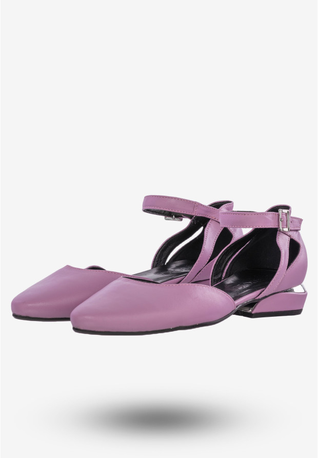 Półbuty Damskie Buty Skóra Naturalna Fioletowe Lovsoka 204